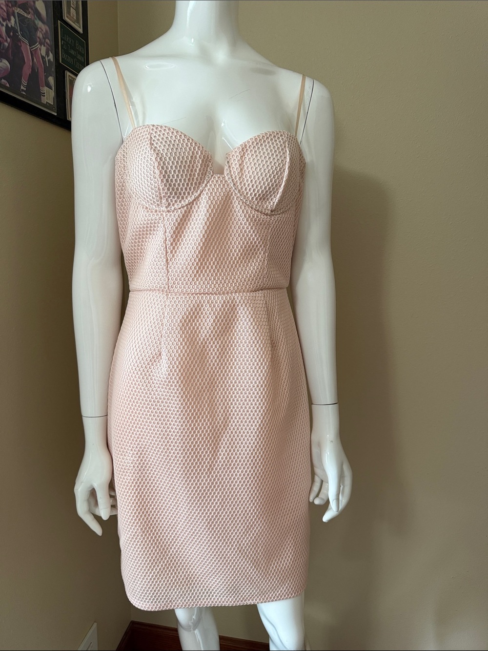 Junior, Blush Peach Textured Bustier Sheath Dress, size XL